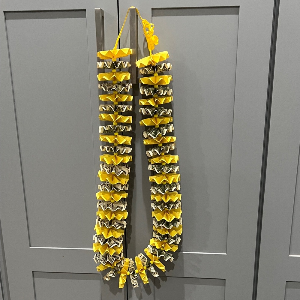 Yellow graduation money lei